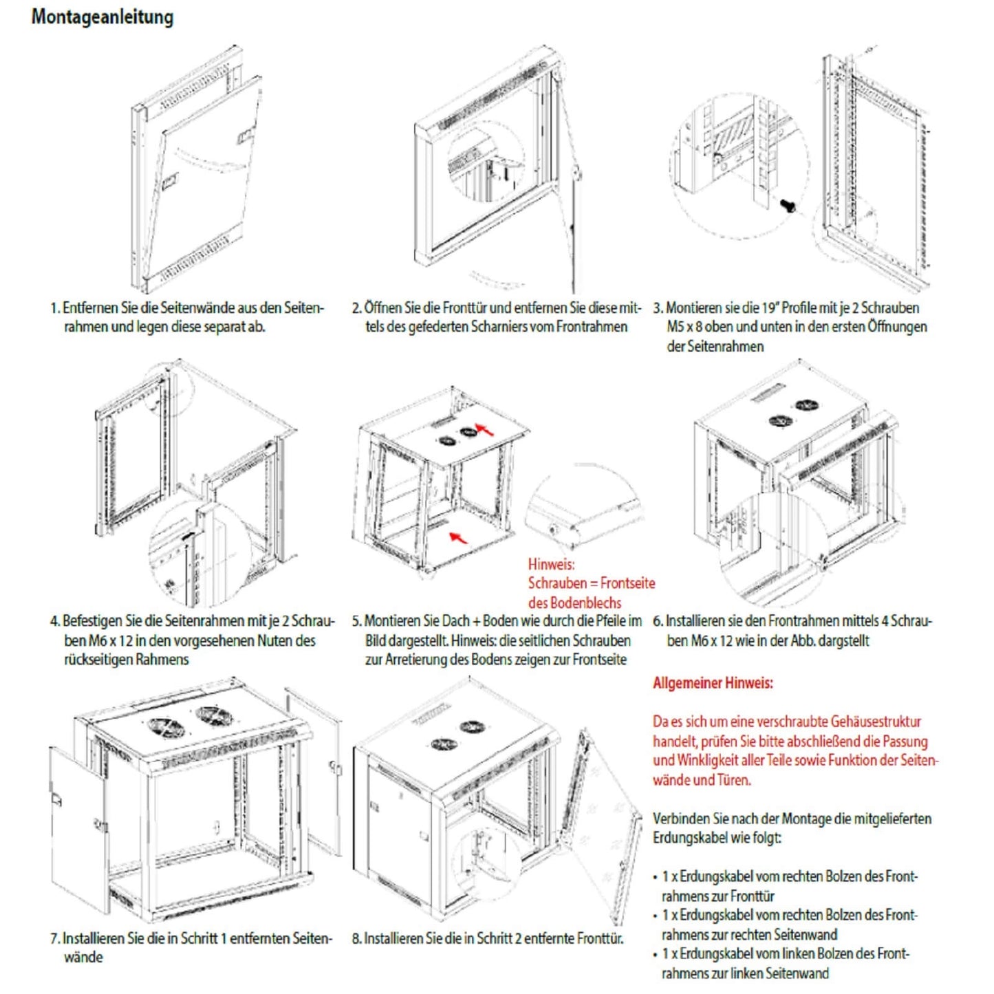 Netzwerkschrank Wandgehäuse 19 Zoll 6HE | 9HE | 12HE | 15HE | unmontiert Flat Pack Tiefe auswählen 450mm oder 600 mm.