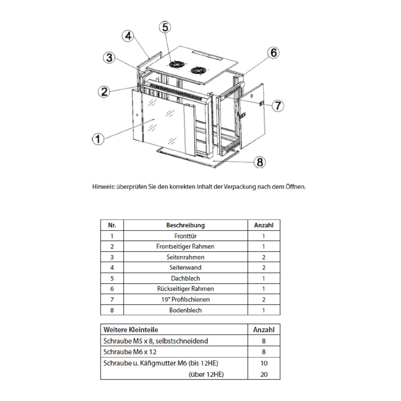 Netzwerkschrank Wandgehäuse 19 Zoll  6HE | 9HE | 12HE | 15HE | unmontiert Flat Pack Tiefe auswählen 450mm oder 600 mm.